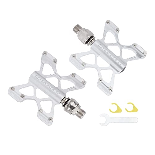 Mountain Bike Pedal : Hellery Aluminum Alloy Lightweight Bike Flat Platform Pedals Anti-Slip Mountain MTB Bicycle Cycle Sealed Bearing 14mm Thread - Silver