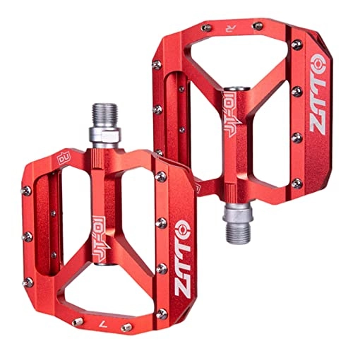 Mountain Bike Pedal : Hellery Mountain Bike Pedals Cycling Accessories DU Bearing Anti-Slip Nails Ultralight Aluminum Alloy Bicycle Flat Platform Pedal - Red