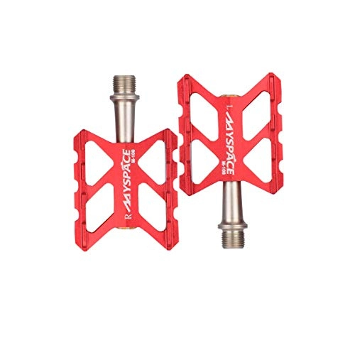 Mountain Bike Pedal : Hengtongtongxun Bike Pedals - Aluminum CNC Bearing Mountain Bike Pedals - Lightweight Bicycle Platform Pedals - Universal 9 / 16" Pedals The latest style, and durable (Color : Red)