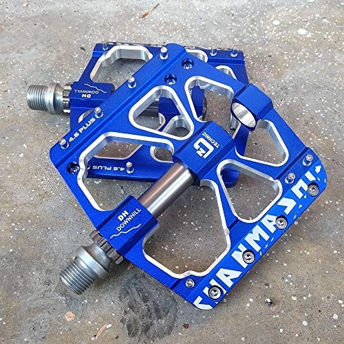 Mountain Bike Pedal : Heqianqian Bicycle Pedal Mountain Bike Pedals 1 Pair Aluminum Alloy Antiskid Durable Bike Pedals Surface For Road BMX MTB Bike 4 Colors (SMS-4.6 PLUS) Suitable for Outdoor Riding (Color : Blue)