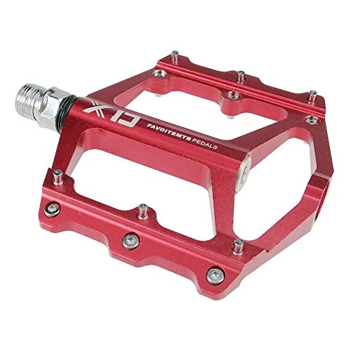 Mountain Bike Pedal : Heqianqian Bicycle Pedal Mountain Bike Pedals 1 Pair Aluminum Alloy Antiskid Durable Bike Pedals Surface For Road BMX MTB Bike 5 Colors (SMS-XD) Suitable for Outdoor Riding (Color : Red)