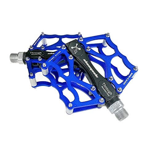 Mountain Bike Pedal : Heqianqian Bicycle Pedal Mountain Bike Pedals 1 Pair Aluminum Alloy Antiskid Durable Bike Pedals Surface For Road BMX MTB Bike 8 Colors (SMS-CA100) Suitable for Outdoor Riding (Color : Blue)