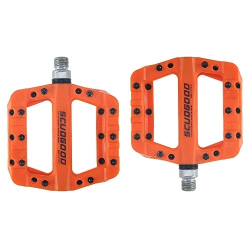 Mountain Bike Pedal : Heqianqian Bicycle Pedal Mountain Bike Pedals 1 Pair Nylon Antiskid Durable Bike Pedals Surface For Road BMX MTB Bike 5 Colors (1712C) Suitable for Outdoor Riding (Color : Orange)
