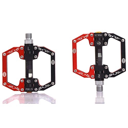 Mountain Bike Pedal : Heqianqian Bicycle Pedals Aluminum Alloy Mountain Bike Pedals Flat Platform Sealed Bearing Axle 9 / 16" Cycling Bicycle Pedals Bike Components (Size:115 * 105 * 25mm; Color:Red+White)