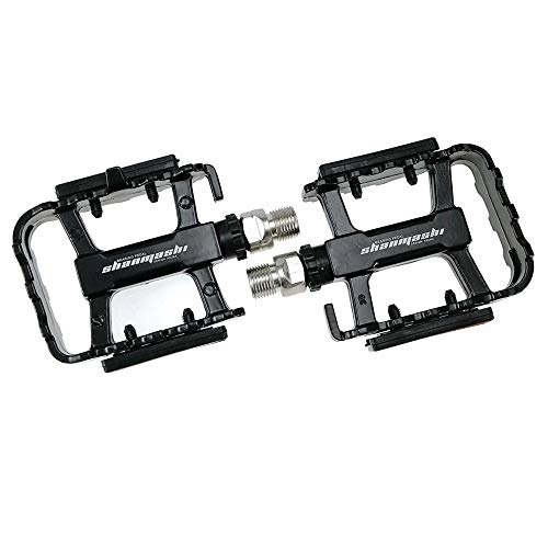 Mountain Bike Pedal : Heqianqian Bike Pedal Alloy Bearing Pedals Road Bike Pedals Magnesium Mountain Bike Pedals Palin Pedals for Mountain Bike Road Vehicles and Folding (Color : Black, Size : One size)