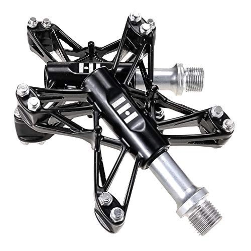 Mountain Bike Pedal : Heqianqian Bike Pedal Alloy Lightweight Pedal Road Bike Pedals Magnesium Downhill Mountain Bike Pedals for Mountain Bike Road Vehicles and Folding (Color : Black, Size : One size)