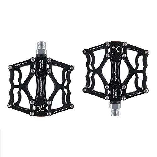 Mountain Bike Pedal : Heqianqian Bike Pedal Mountain Bike Pedal Aluminum Alloy Pedal Bicycle Bearing Foot Pedal Palin Pedal Multi-color Optional for Mountain Bike Road Vehicles and Folding (Color : Black, Size : One size)