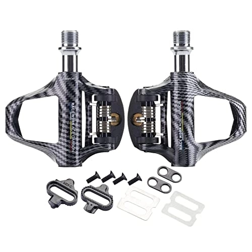 Mountain Bike Pedal : HEYCE Mountain Bike Pedal, Carbon Fiber Road Lock Pedal - Practical Bicycle Flat Platform Clipless Pedals for Road and Mountain Bike