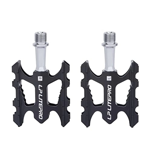 Mountain Bike Pedal : HGUIM Bicycle pedals Lager Aluminum alloy light mountain bike pedals 14 mm universal thread racing bike Mühelose Pedale with left and right logo for beginners and professional athlete, 1