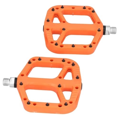 Mountain Bike Pedal : High Bearing Mountain Bike Pedals Orange Color 9 / 16 Inch Flat Design for mtb