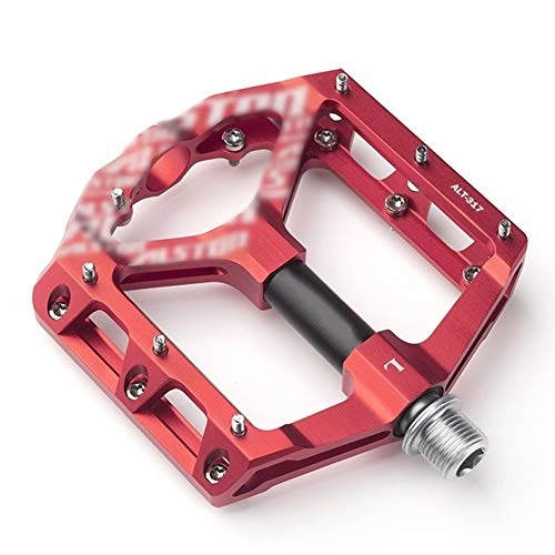 Mountain Bike Pedal : HIGHER MEN 1 Pair MTB Bike Pedals Mountain Non-Slip Bike Pedals Platform Bicycle Flat Alloy Pedals 9 / 16, 104 * 102 * 23mm (Color : Red P)