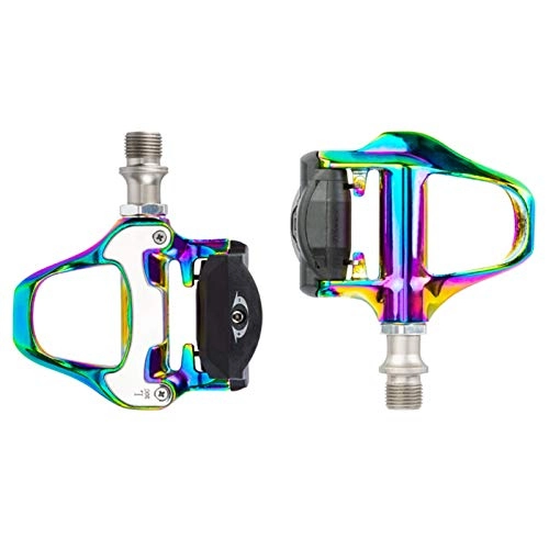 Mountain Bike Pedal : Highway Bike Pedals, Aluminum Alloy Electroplating Coloring Riding Self-Locking Pedal for Mountain Road Trekking Bike, Colorful