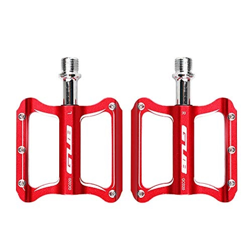 Mountain Bike Pedal : HJJGRASS Bike Pedals Aluminum Alloy Durable Platform Bicycle Pedals for Cycling Mountain Bike Road Bike Folding Bike, 9 / 16" Spindle Universal Fit Non-Slip, RED