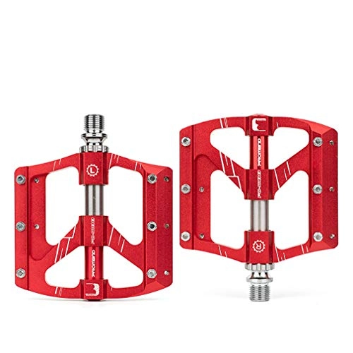 Mountain Bike Pedal : HJJGRASS Mountain Bike Pedals, Aluminum Antiskid Durable Bicycle Cycling Pedals Ultra Strong CNC Machined 3 Bearing Anodizing Bicycle Pedals for BMX MTB Road Bicycle 9 / 16, Red