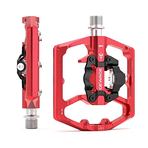 Mountain Bike Pedal : HKYMBM 3 Sealed Bearings Bicycle Pedals Dual Function SPD Mountain Bike Pedals Lightweight Casual Cycling Pedals, Red