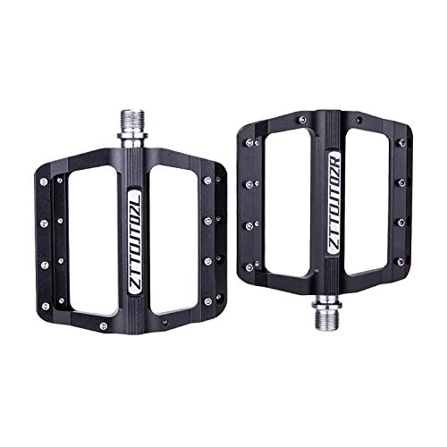 Mountain Bike Pedal : HKYMBM Bike Pedals 1 Pair CNC Aluminum Antiskid Durable Bicycle Cycling Pedal Ultra Strong Chrome-Molybdenum Steel Bearing 9 / 16 Inch Mountain Bike Pedal for Road BMX MTB, Black