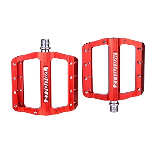 Mountain Bike Pedal : HKYMBM Bike Pedals 1 Pair CNC Aluminum Antiskid Durable Bicycle Cycling Pedal Ultra Strong Chrome-Molybdenum Steel Bearing 9 / 16 Inch Mountain Bike Pedal for Road BMX MTB, Red