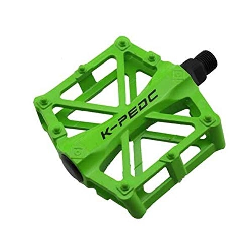 Mountain Bike Pedal : HNZZ Bike Pedal Bicycle Pedal MTB Mountain Bike Pedals Aluminum Alloy CNC Bike Footrest Big Flat Ultralight Cycling Pedals On For Outdoor Sports (Color : Green 1 Pair)
