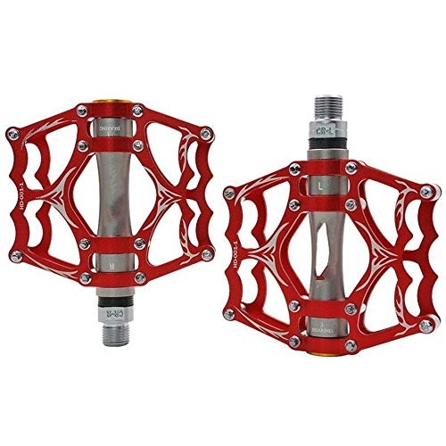 Mountain Bike Pedal : HNZZ Bike Pedal Bicycle Pedal On MTB Road Mountain Bike Light Weight Pedals Aluminum Alloy Cycling 3 Ball Bearing BMX Pedals Bicycle Accessories (Color : Red titanium)