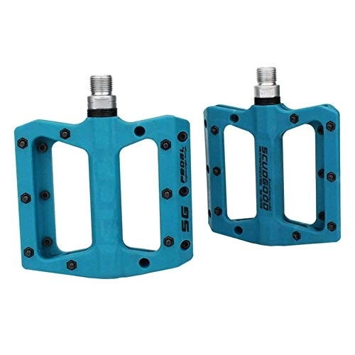 Mountain Bike Pedal : HNZZ Bike Pedal Bicycle Pedals Nylon Fiber Ultra-light Mountain Bike Pedal 4 Colors Big Foot Road Bike Bearing Pedals Cycling Parts (Color : BLUE)