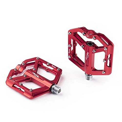 Mountain Bike Pedal : HNZZ Bike Pedal Non-Slip Mountain Bike Pedals, Ultra Strong Colorful Machined 9 / 16" 3 Sealed Bearings For Road Fixie Bike (Color : Red)