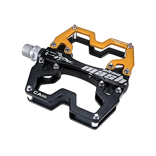Mountain Bike Pedal : HOOBBI Aluminum Alloy Bike Pedal, Ultra-Light Trekking Racer Bike Pedals, Sealed Bearing, Anti-Slip, Mountain Bike Pedals, Bicycle Accessories, Bicycle Pedal (Color : Gold, Size : One Size)