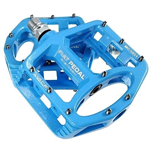 Mountain Bike Pedal : HOOBBI Antiskid Bike Pedal, Magnesium Alloy Pedal, 3 Bearings Ultralight Cycling 9 / 16 Inch for BMX MTB Bike Etc 1 Pair Cycling Accessories, Bicycle Pedal (Color : Blue, Size : One Size)