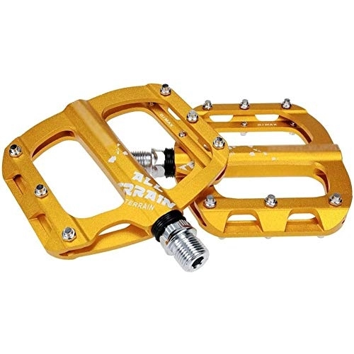 Mountain Bike Pedal : HOOBBI Bicycle Pedal Bearing DU Aluminum Alloy Pedal Non-slip Pedal Wide Road Mountain Bike Pedal for Road BMX MTB Bike, 7 Colors Bicycle Pedal (Color : Gold, Size : One Size)
