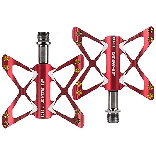 Mountain Bike Pedal : HOOBBI Bicycle Pedal, Mountain Bike Pedals Road Bike Pedals Bicycle Cycling Bike Pedals Mtb Flat Pedals Pedals For Road Bike Making The Ride Safer, Bicycle Pedal (Color : Red, Size : One Size)