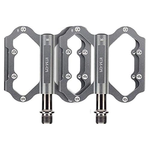 Mountain Bike Pedal : HOOBBI Mountain Bicycle Pedal, Bike Pedal, Non-slip Durable Aluminum Alloy Bearing Bicycle Accessories - 1 Pair Cycling Accessories (Color : Silver, Size : One Size)