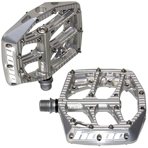 Mountain Bike Pedal : Hope F20 Flat MTB Pedals - Silver, 110mm x 102mm / Mountain Biking Bike Trail Off Road Pin Dirt Jump Enduro Cycling Cycle Downhill Sticky Grip Riding Ride Platform Pedal Part Component Accessories