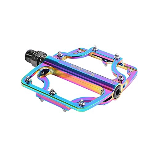 Mountain Bike Pedal : Hougood 1 Pair Bike Pedals Colorful Bicycle Cycling Bike Pedals Durable 3 Tulin Foot Pedal Mountain Road Car Bicycle Wide Platform Flat Pedals for Road Bike