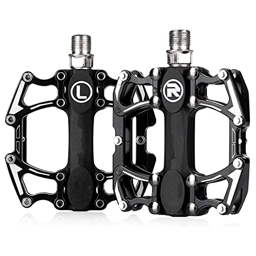 Mountain Bike Pedal : HSTG Bike Pedal, Mountain Road Bicycle Wide Flat Platform Pedals, 9 / 16" Screw Thread Non-Slip Aluminum Alloy, Sealed Bearing Lightweight Cycling Pedal