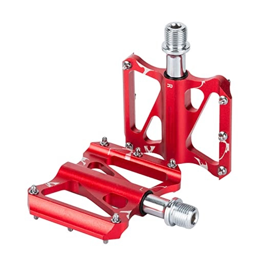 Mountain Bike Pedal : HSXMY Bike Pedals, Aluminum Alloy Bicycle Pedals, Compatible with Mountain Bike Sealed Clipless Aluminum 9 / 16", CNC Machined Non-Slip, For Road Mountain BMX MTB Bike, Red