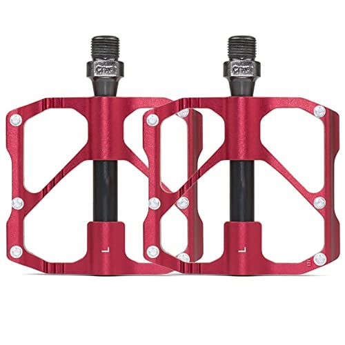 Mountain Bike Pedal : HSXMY Bike Pedals, BMX / MTB 9 / 16" Flat Bike Pedal, Unisex Aluminum Alloy Bicycle Pedals, 3 Bearings Waterproof And Dustproof, For Road Mountain BMX Bike, Red (MTB)