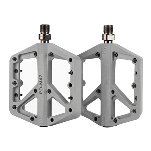 Mountain Bike Pedal : HSXMY Bike Pedals, Lightweight Ny-Lon DU Bearing Bicycle Platform Pedals, Mountain Bike Sealed Non-Slip Pedals, For BMX MTB 9 / 16", Gray
