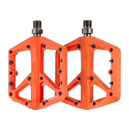 Mountain Bike Pedal : HSXMY Bike Pedals, Lightweight Ny-Lon DU Bearing Bicycle Platform Pedals, Mountain Bike Sealed Non-Slip Pedals, For BMX MTB 9 / 16", Orange