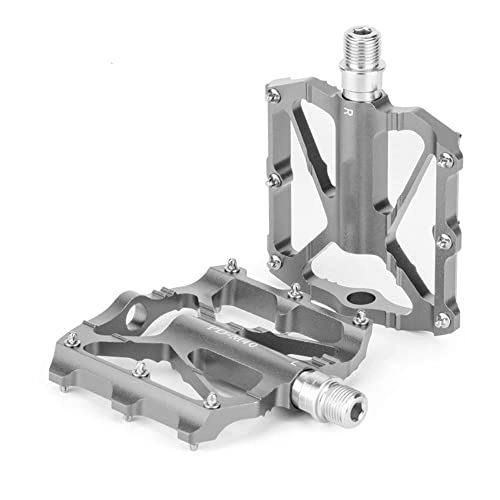 Mountain Bike Pedal : HSXMY Bike Pedals Mountain Bike Pedals, Aluminum Antiskid Flat Bicycle Cycling Pedals CNC Machined DU Bearing Anodizing Bicycle Pedals, For BMX / MTB Road Bicycle 9 / 16", Gray