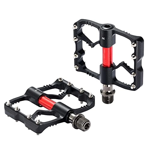 Mountain Bike Pedal : HSXMY Mountain Bike Pedals, Aluminum Antiskid Durable Bicycle Cycling Pedals, CNC Machined 3 Bearing Flat Bicycle Pedals, For Road Mountain Bike, Black