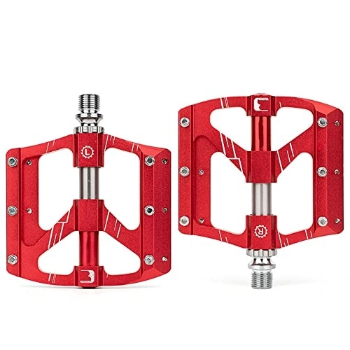 Mountain Bike Pedal : HSXMY MTB Pedals Mountain Bike Pedals, Bicycle Flat Pedals Aluminum 3 Sealed Bearings Lightweight Platform, For Road Mountain BMX Bike 9 / 16", Red