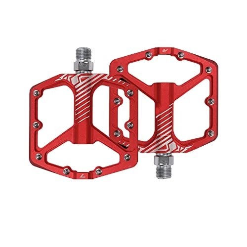 Mountain Bike Pedal : HSXMY Road / Mountain Bike Pedals, Aluminum Strong Pedals, Pedals with Cleats, 9 / 16" Spindle, Sealed Bearings, For Mountain Bicycles, Red