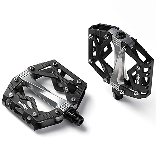Mountain Bike Pedal : HSYSA Ultralight Bicycle Pedals Non-Slip Flat Pedals Mountain Bike Pedals Flat Alloy Pedals 9 / 16" Sealed Bearings Pedals (Color : A013-Black)