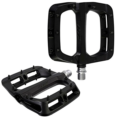 Mountain Bike Pedal : HT Components PA03A Flat MTB Pedals - Black / Bicycle Cycling Cycle Bike Mountain Wide Platform Dirt Jump Hybrid Trail Enduro Freeride Downhill Grip Nylon Part Riding Ride Cro-mo Axle Pair Race