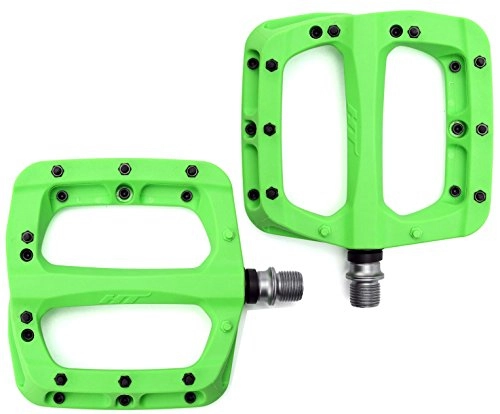 Mountain Bike Pedal : HT Components PA03A Flat MTB Pedals - Green / Bicycle Cycling Cycle Biking Bike Mountain Wide Platform Dirt Jump Street Off Road Trail Enduro Freeride Downhill Grip Nylon Part Riding Ride Race