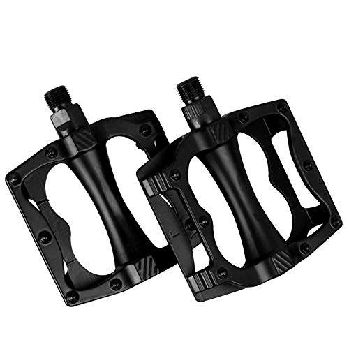 Mountain Bike Pedal : HUANDE Bearing replacement Ultralight Aluminum Alloy Bicycle Pedals CNC Sealed Bearing Flat Platform Antiskid Cycling Pedal MTB Riding Bike Part 2pcs Bike Replacement Parts (Color : Black)