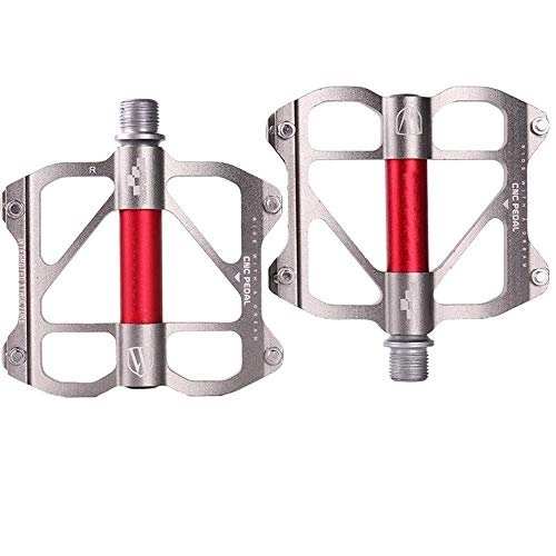 Mountain Bike Pedal : Huangjiahao Cycling pedals Bicycle Pedal Light Aluminum Gear Bicycle Sealed Bearing Pedal Mountain Bike Road Bike Fixed For MTB BMX Bicycle (Color : Silver)