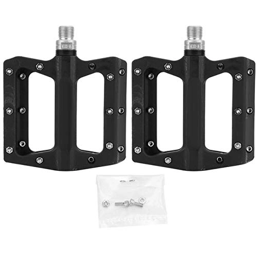 Mountain Bike Pedal : HUANGRONG Bicycle Cushion Aluminium Anti-slip 1 Pair Nylon Plastic Mountain Bike Pedal Lightweight Bearing Pedals for Bicycle Road Bike Pedal accessories (Color : Black)