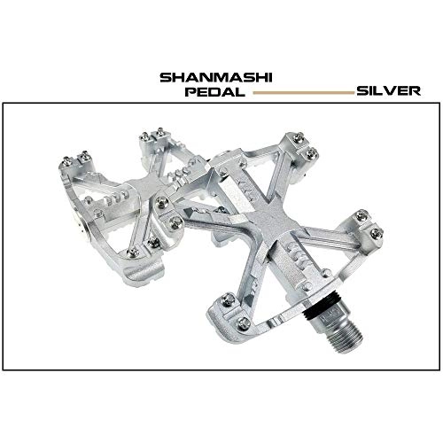 Mountain Bike Pedal : Huangwanru Pedals Mountain Bike Pedals 1 Pair Aluminum Alloy Antiskid Durable Bike Pedals Surface For Road Bike 4 Colors Durable Pedals (Color : Silver)