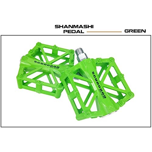 Mountain Bike Pedal : Huangwanru Pedals Mountain Bike Pedals 1 Pair Aluminum Alloy Antiskid Durable Bike Pedals Surface For Road Bike 5 Colors Durable Pedals (Color : Green)