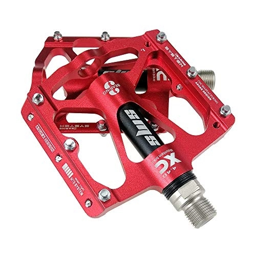 Mountain Bike Pedal : Huangwanru Pedals Mountain Bike Pedals 1 Pair Aluminum Alloy Antiskid Durable Bike Pedals Surface For Road Bike 5 Colors Durable Pedals (Color : Red)